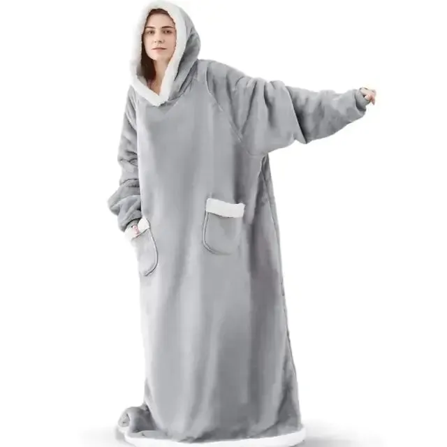 Super Long Flannel Blanket with Sleeves
