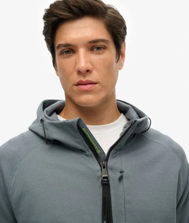Superdry Tech Logo Loose Zip Hoodie In Stormy Weather Blue