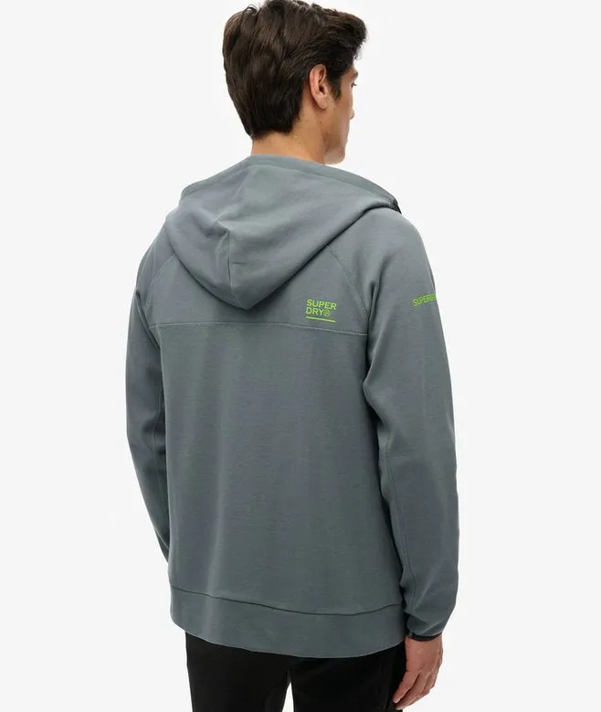 Superdry Tech Logo Loose Zip Hoodie In Stormy Weather Blue