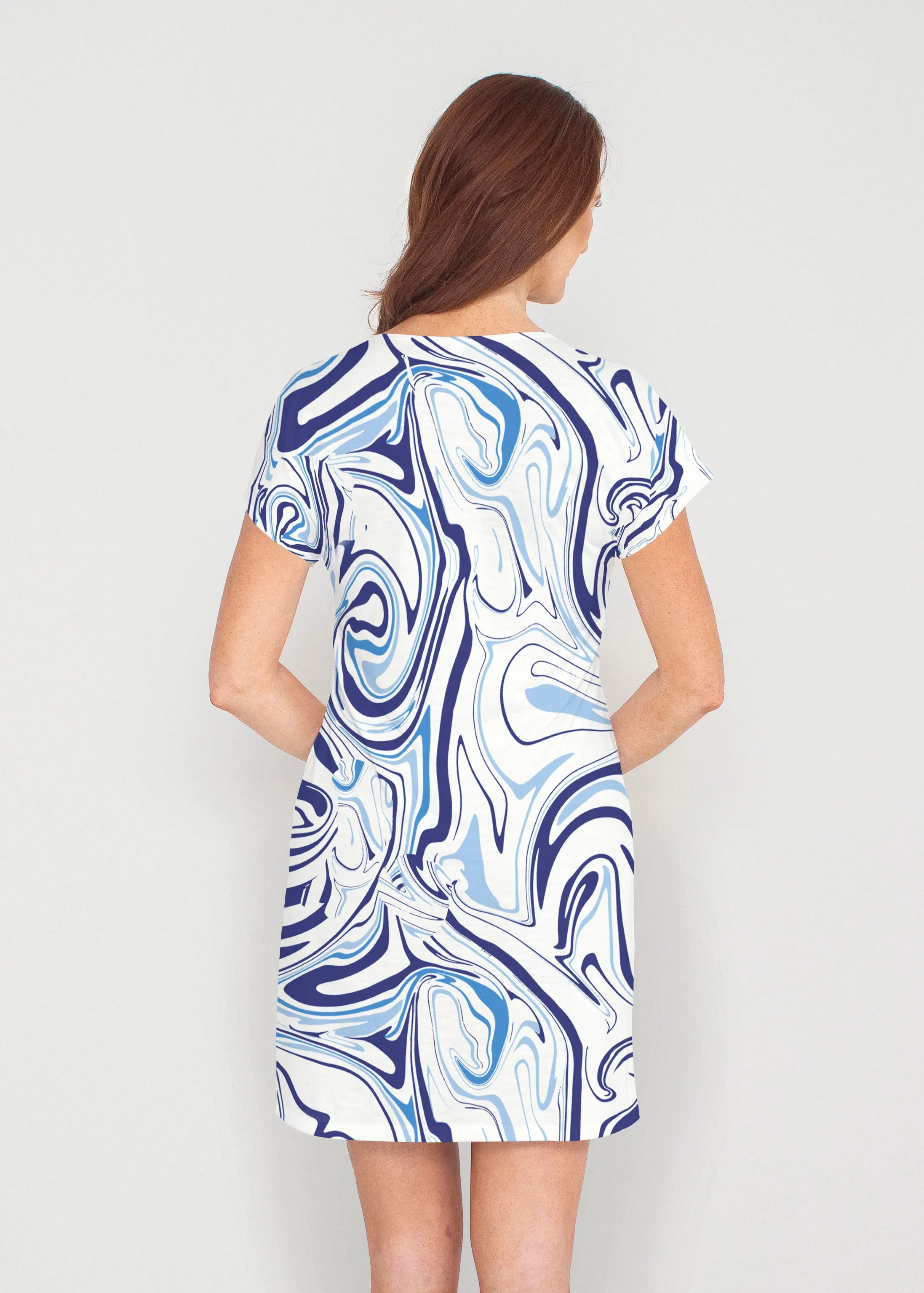 Swirly Blue (8076) ~ Lucy Tee Dress