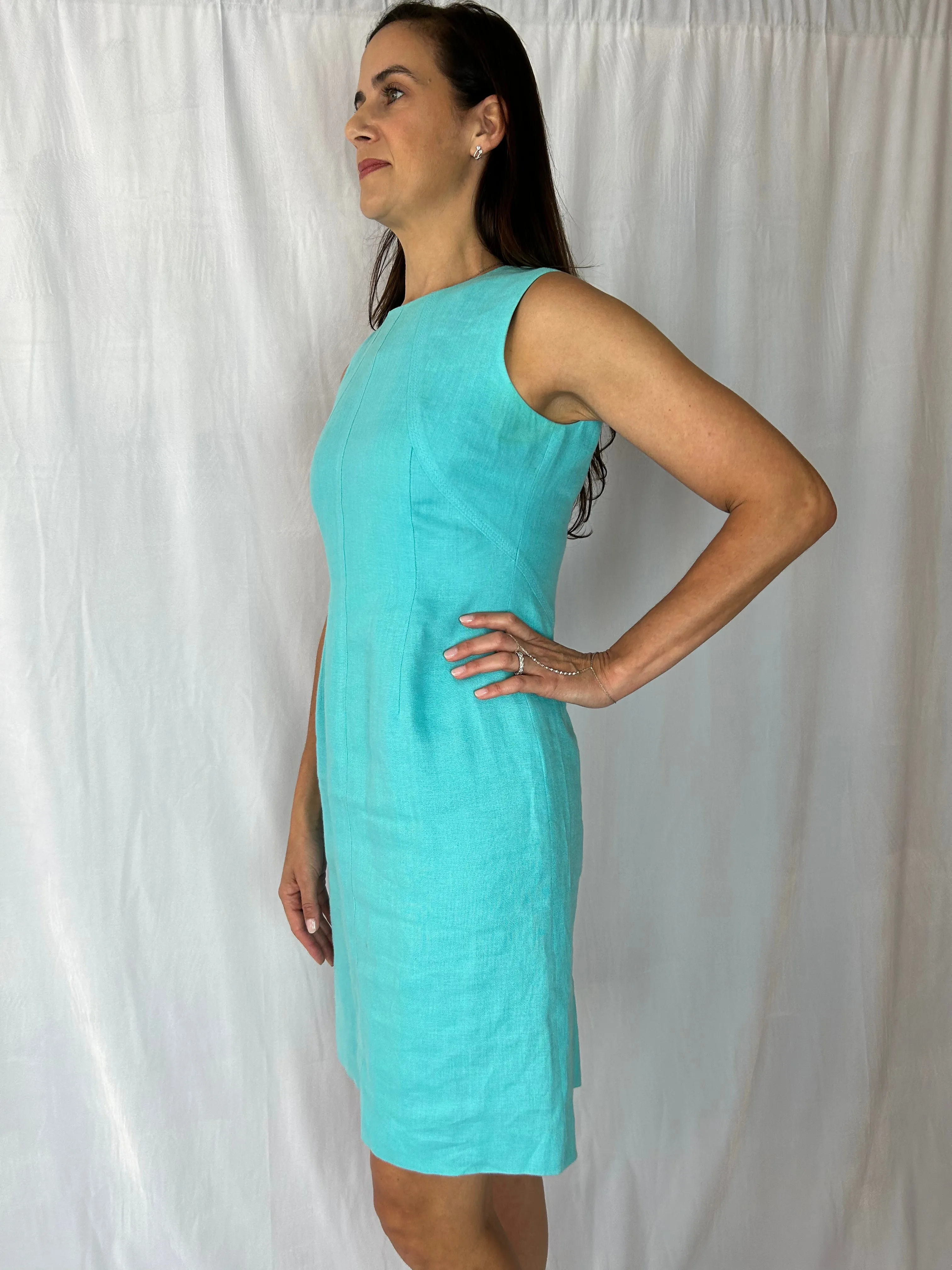Talbots Sleeveless Teal Sculpted Dress