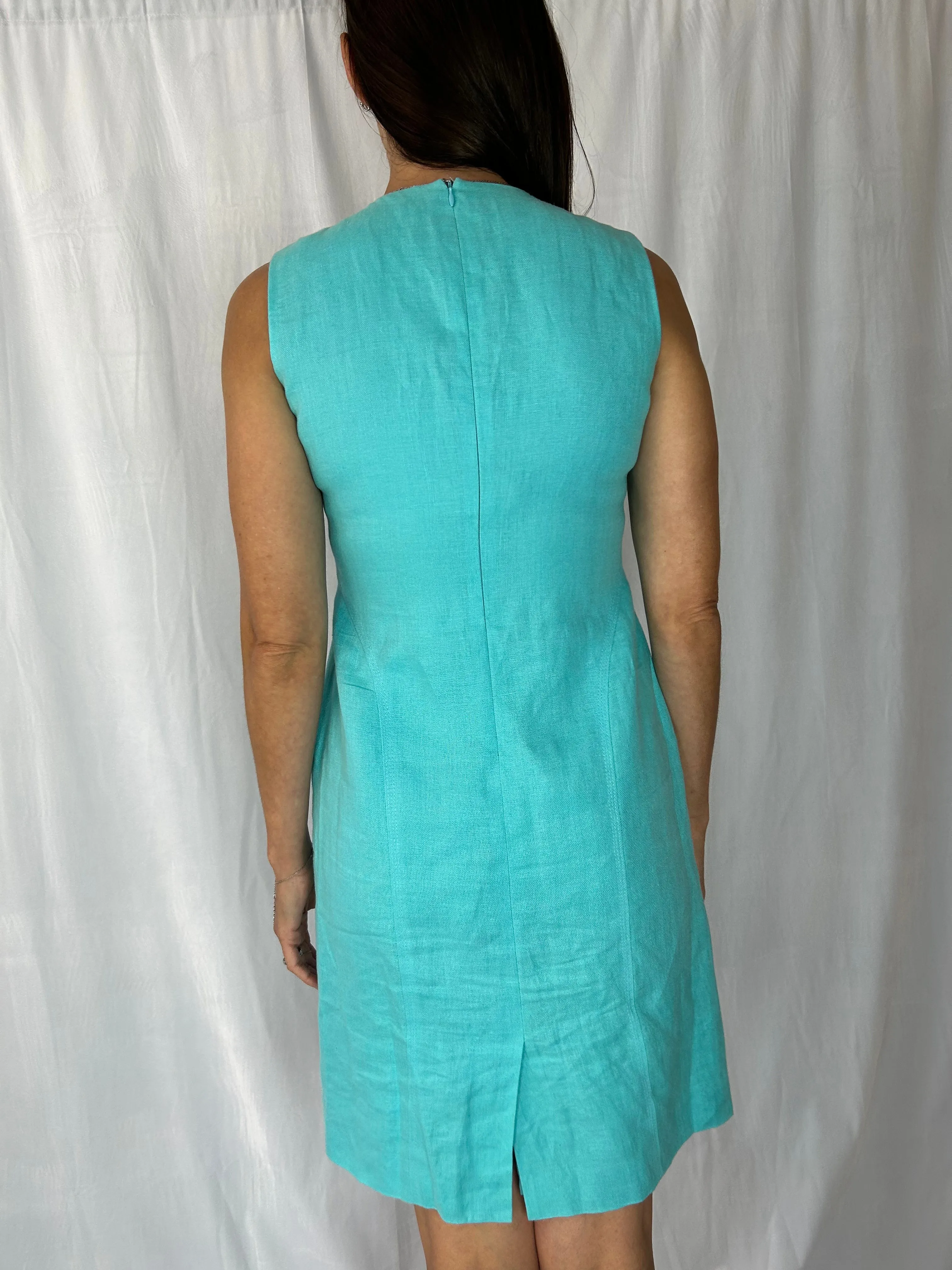 Talbots Sleeveless Teal Sculpted Dress