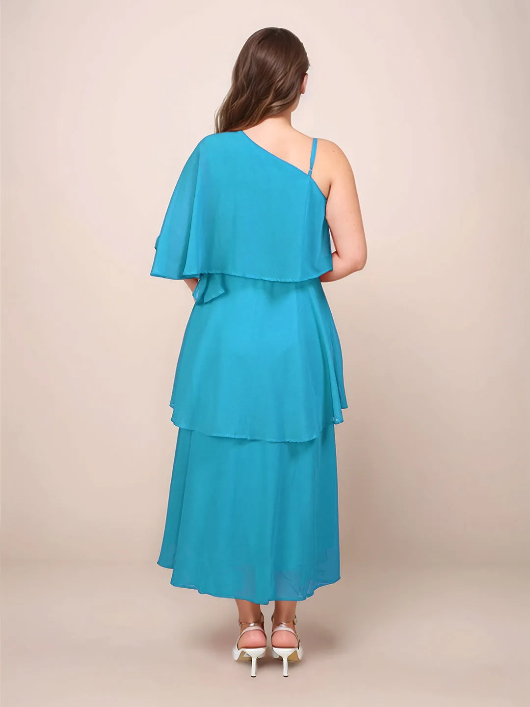 Teal Solid Relaxed Fit Midi Dress