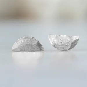 The Gold Half Moon Stud Earrings | 14K White Gold