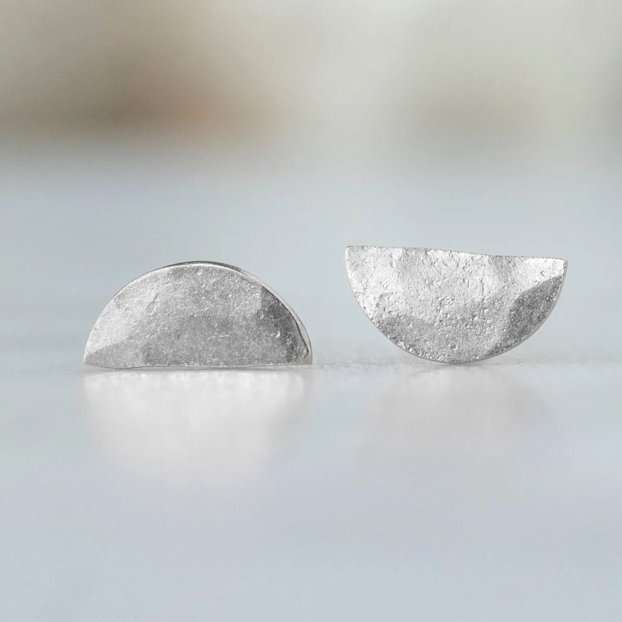 The Gold Half Moon Stud Earrings | 14K White Gold