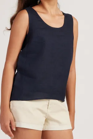 The Linen Round Neck Tank