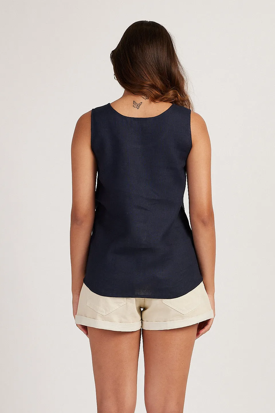 The Linen Round Neck Tank