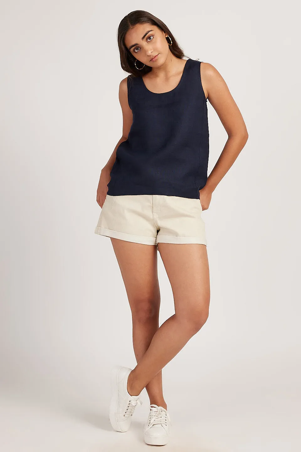 The Linen Round Neck Tank