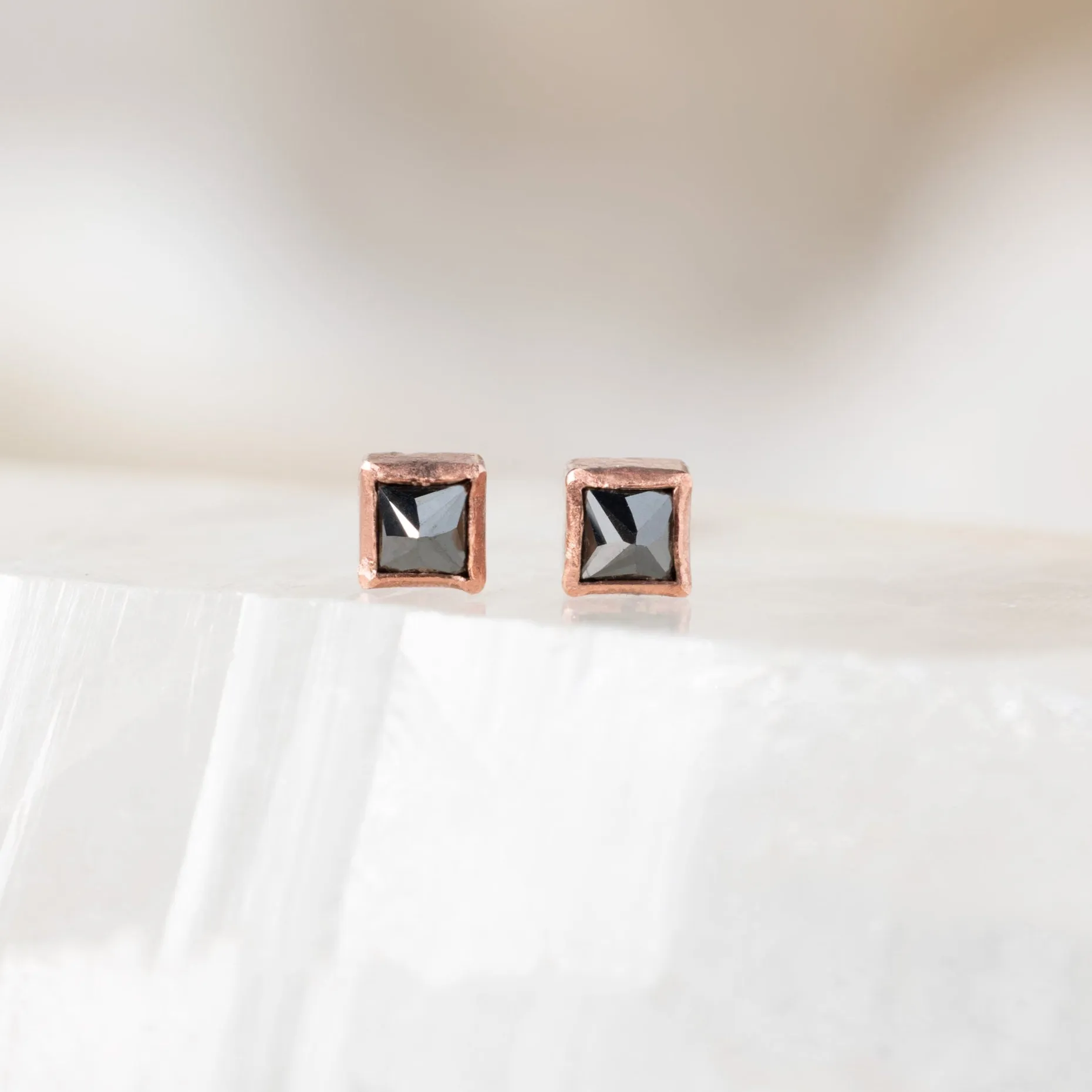 The Teensy Black Diamond Spike Stud Earrings | 14K Rose Gold