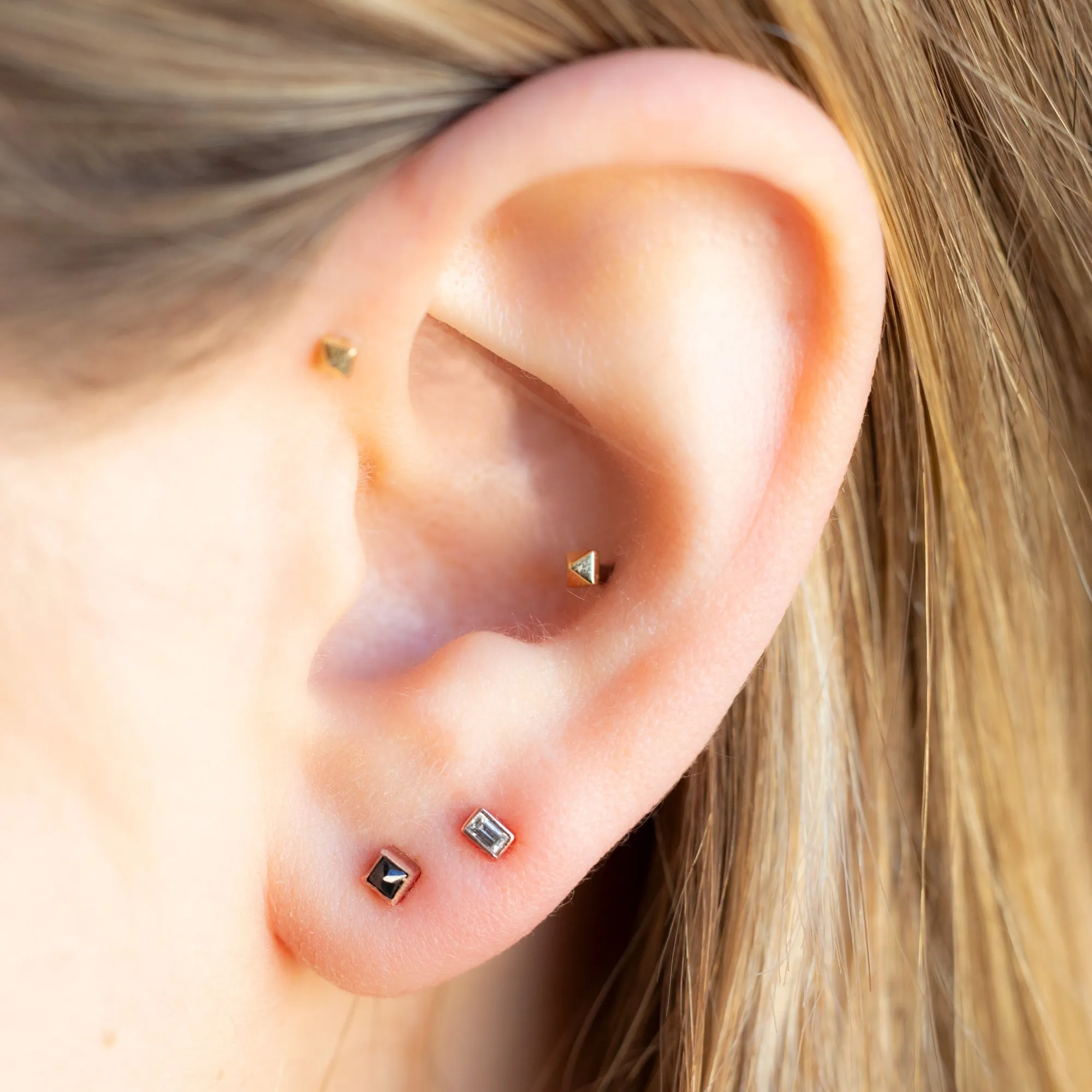 The Teensy Black Diamond Spike Stud Earrings | 14K Rose Gold