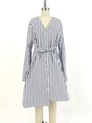 Tibi Asymmetrical Striped Shirtdress