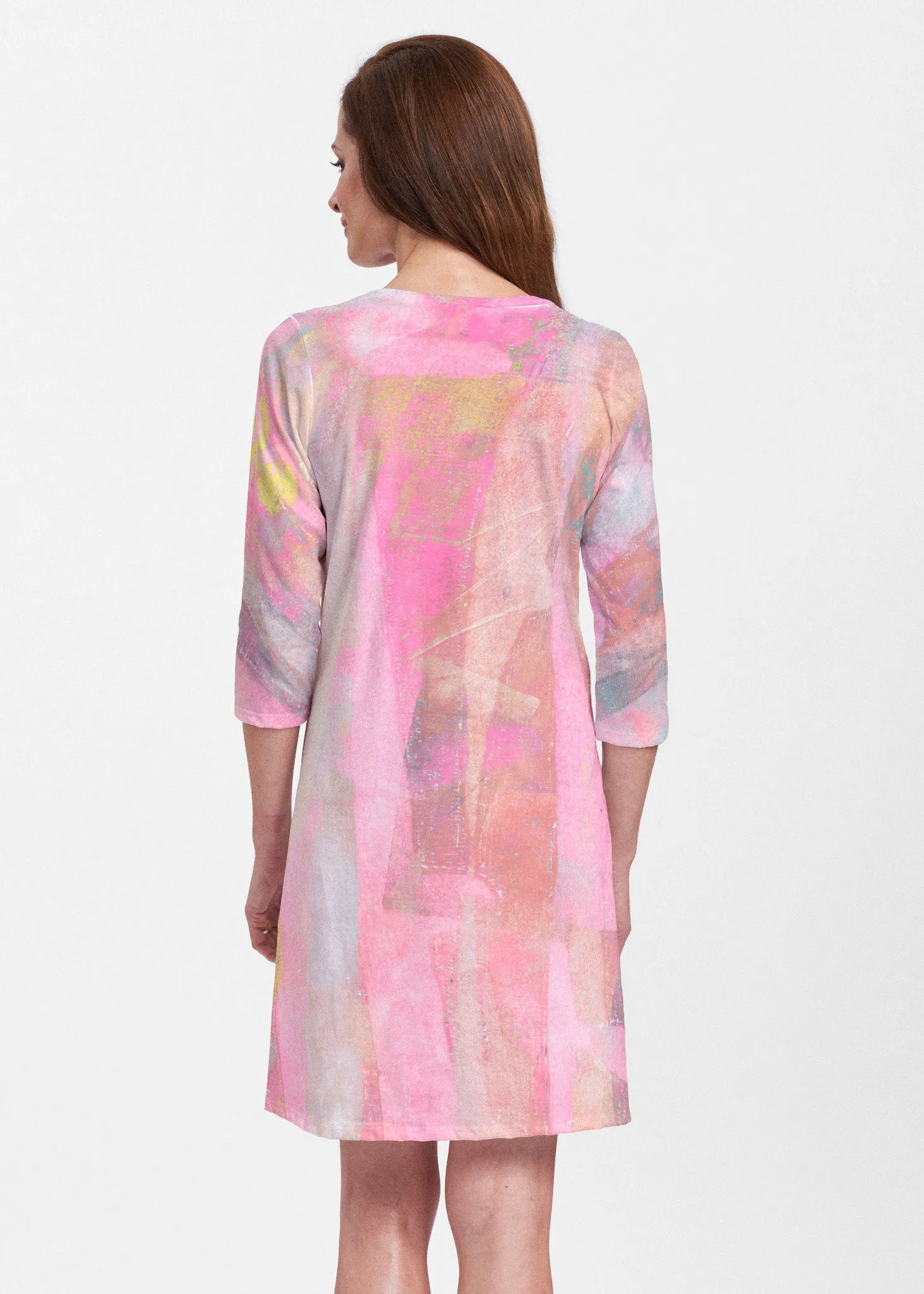 Tiki Pink (15040) ~ Classic V-neck Swing Dress