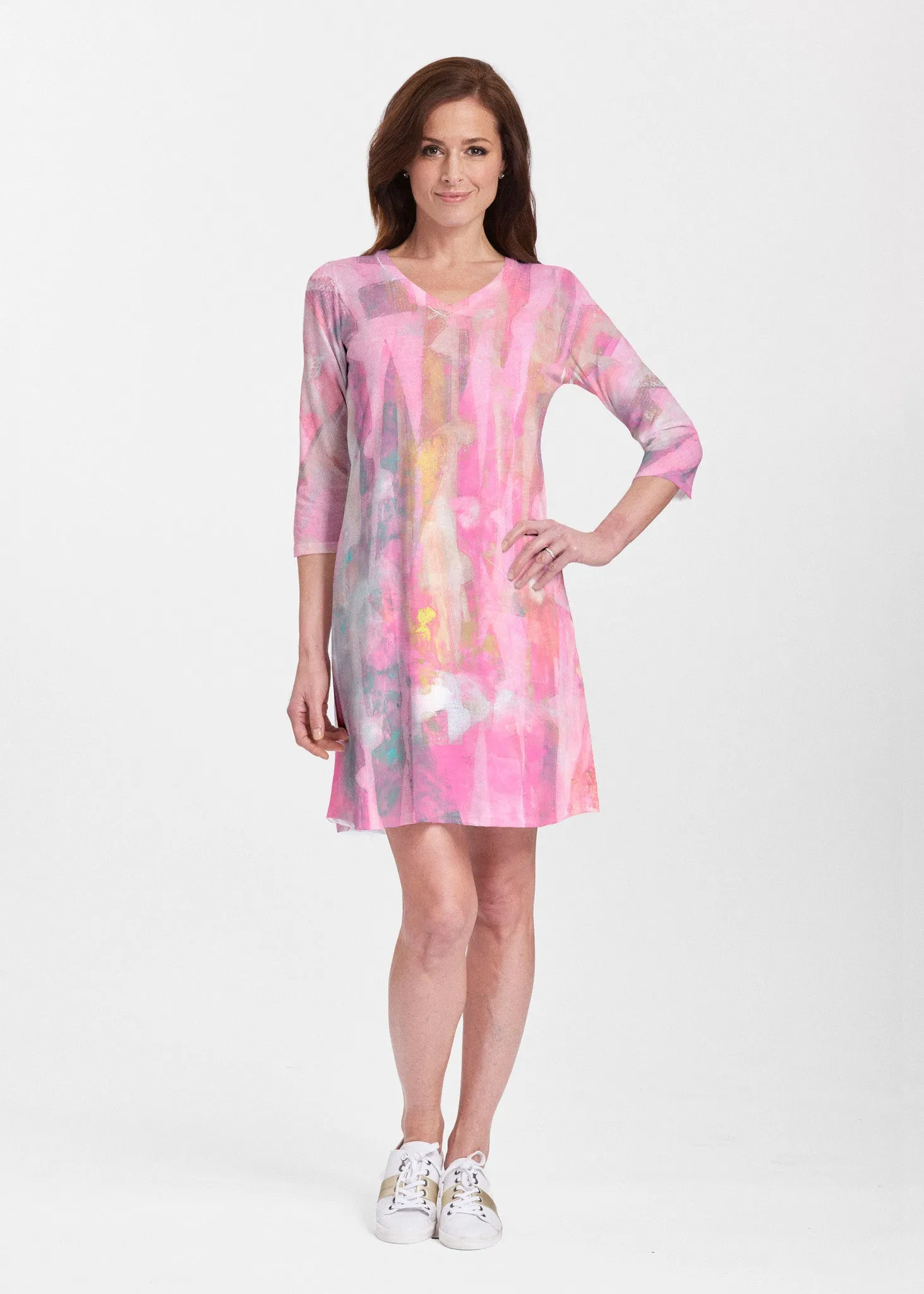 Tiki Pink (15040) ~ Classic V-neck Swing Dress