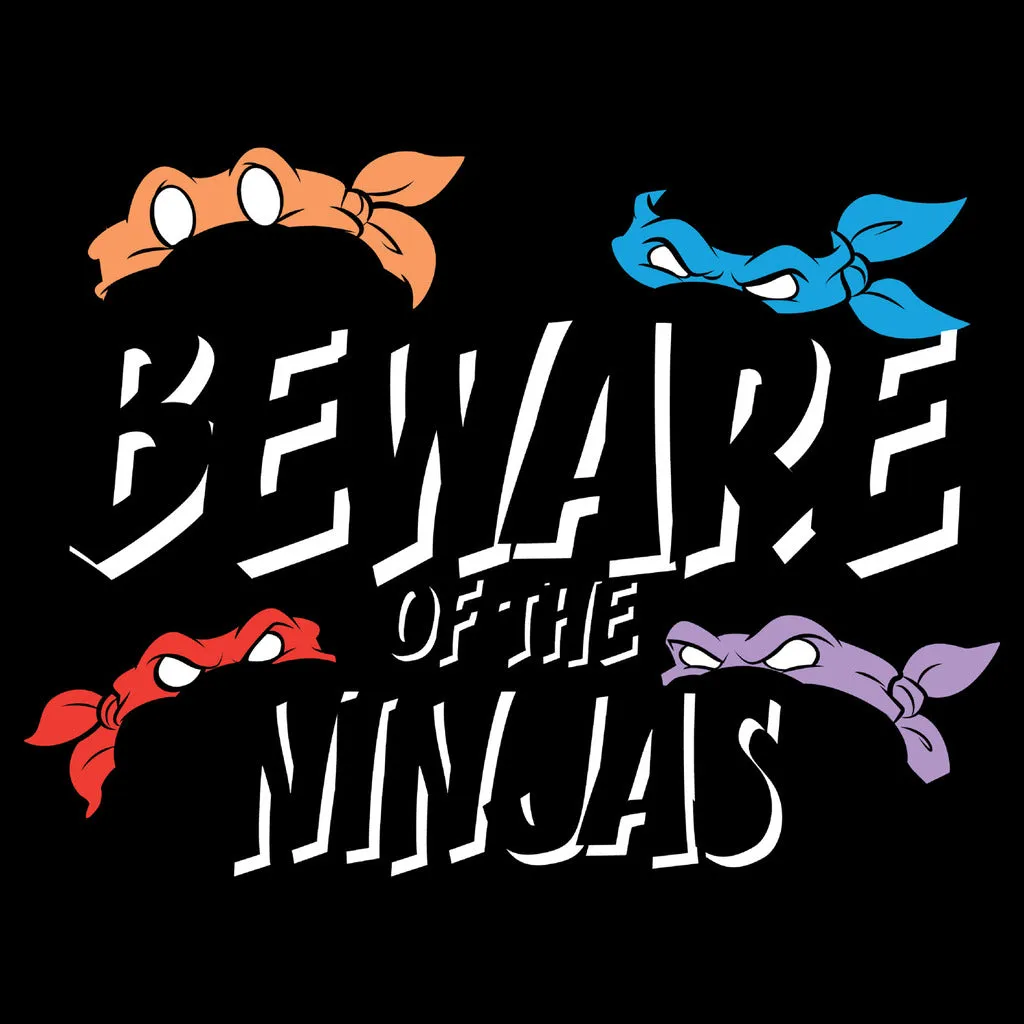 TMNT Group Beware of Ninjas Official Women's T-shirt (Black)