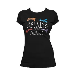 TMNT Group Beware of Ninjas Official Women's T-shirt (Black)