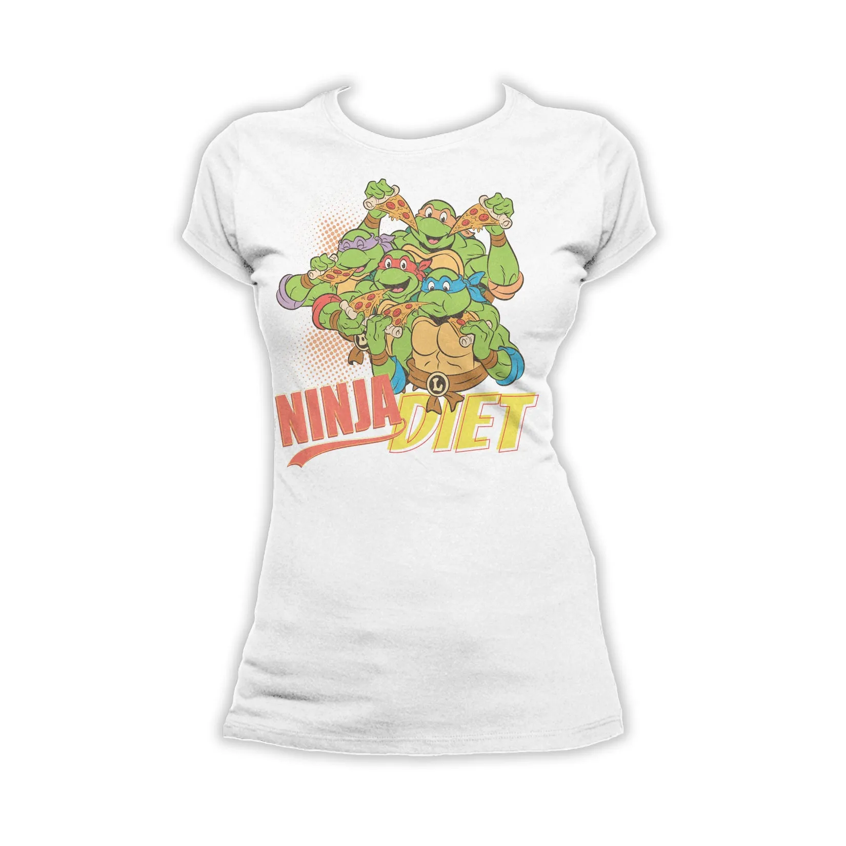 TMNT Group Ninja Diet Official Women's T-shirt (White)