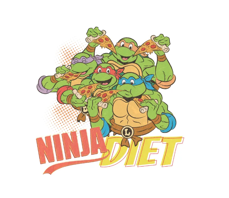 TMNT Group Ninja Diet Official Women's T-shirt (White)