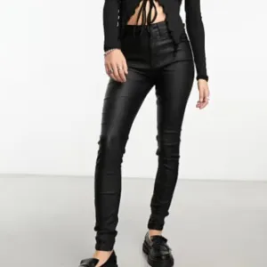 Topshop - black high-rise skinny wax coated jeans - 2 NWT
