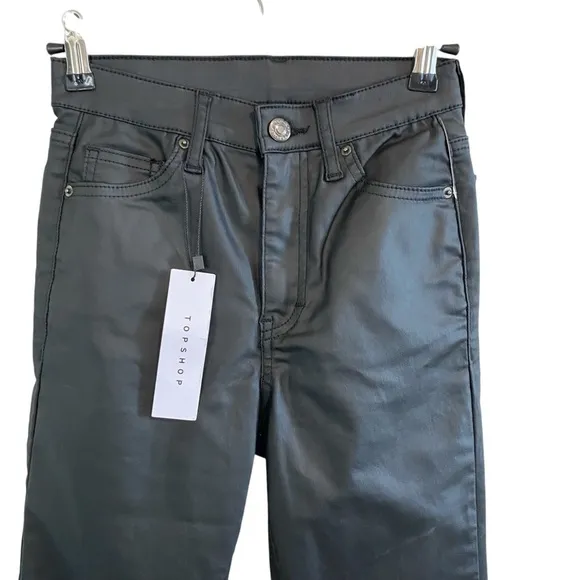 Topshop - black high-rise skinny wax coated jeans - 2 NWT