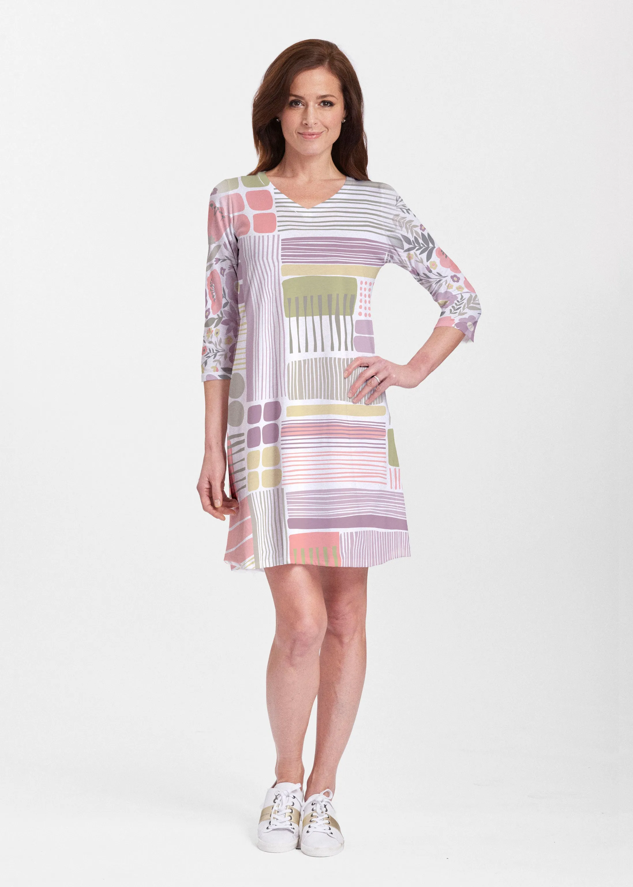 Transcendent Floral (13483) ~ Classic V-neck Swing Dress