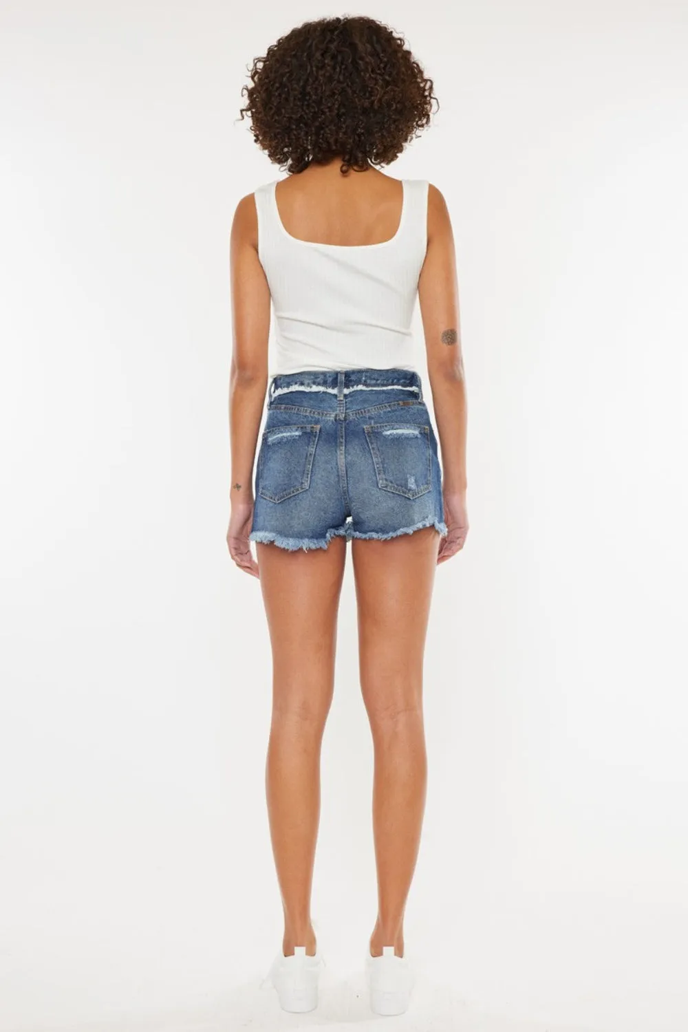 Trendy Distressed Button Fly Denim Shorts