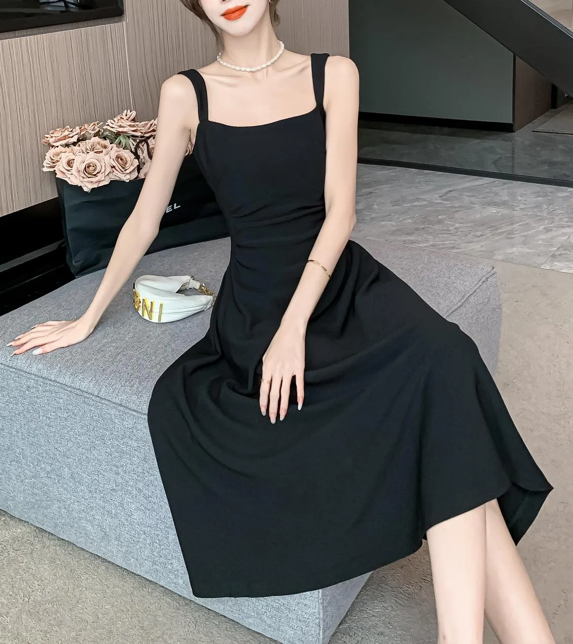 Trendy Poplin Dress with a Flattering Waist