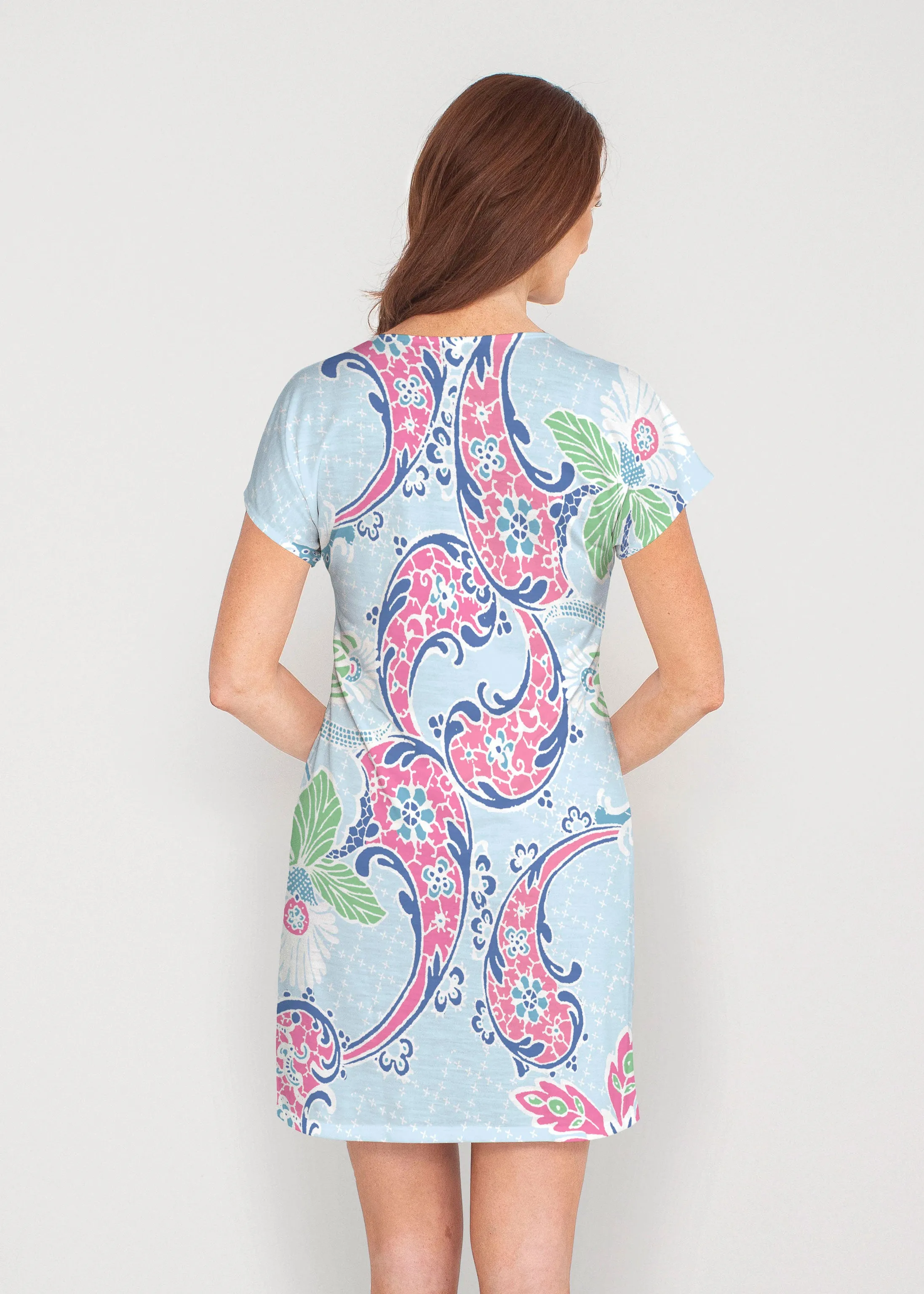 Tropical Island (2029) ~ French Terry Short Sleeve Crew Dress