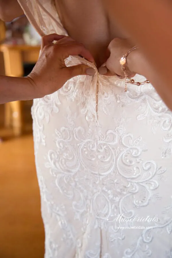 Tulle Mermaid Sweetheart Vintage Wedding Dresses With Lace Appliques, MW1053