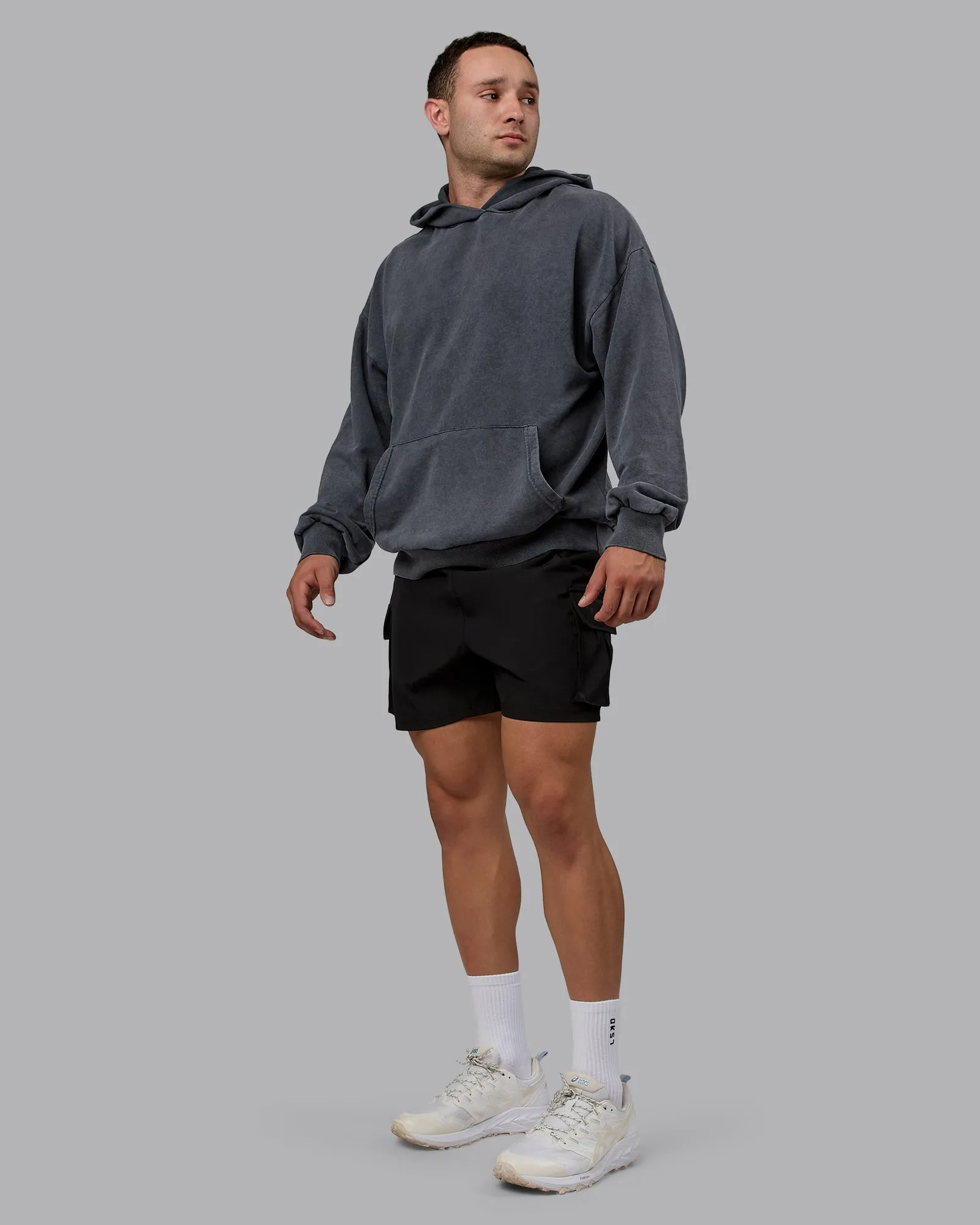 Unisex Set the Standard Washed Hoodie Oversize - Black-Greyish Purple