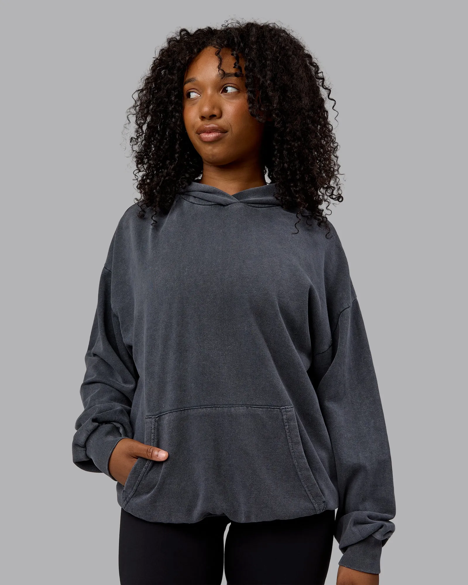 Unisex Set the Standard Washed Hoodie Oversize - Black-Greyish Purple