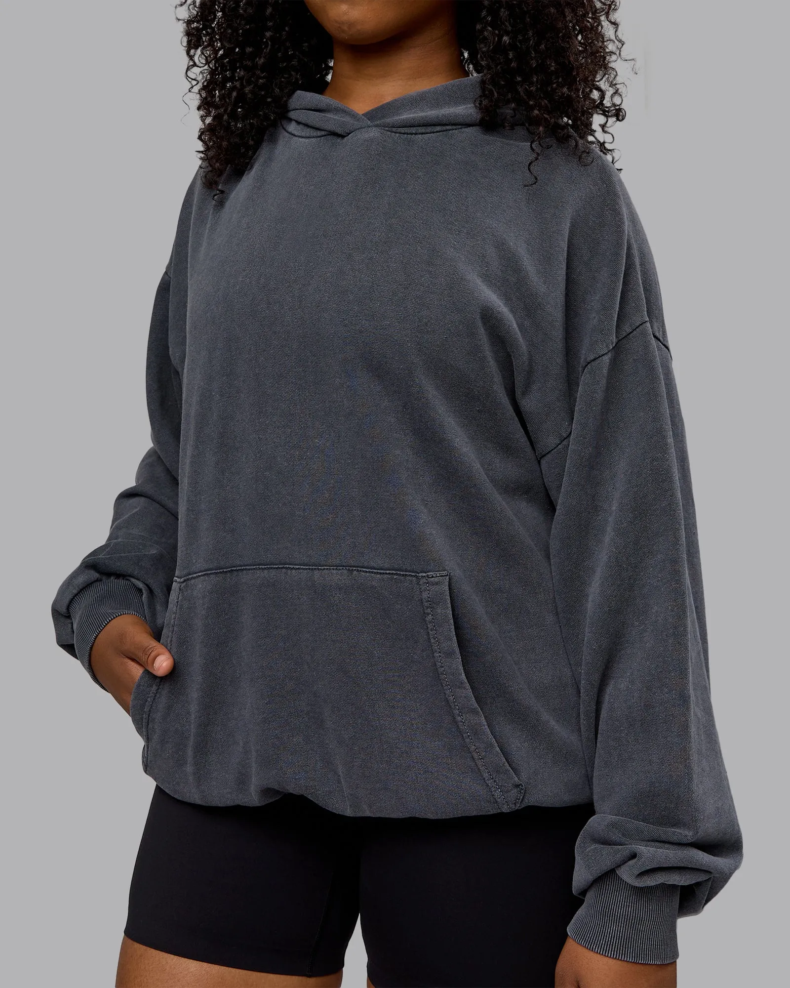 Unisex Set the Standard Washed Hoodie Oversize - Black-Greyish Purple