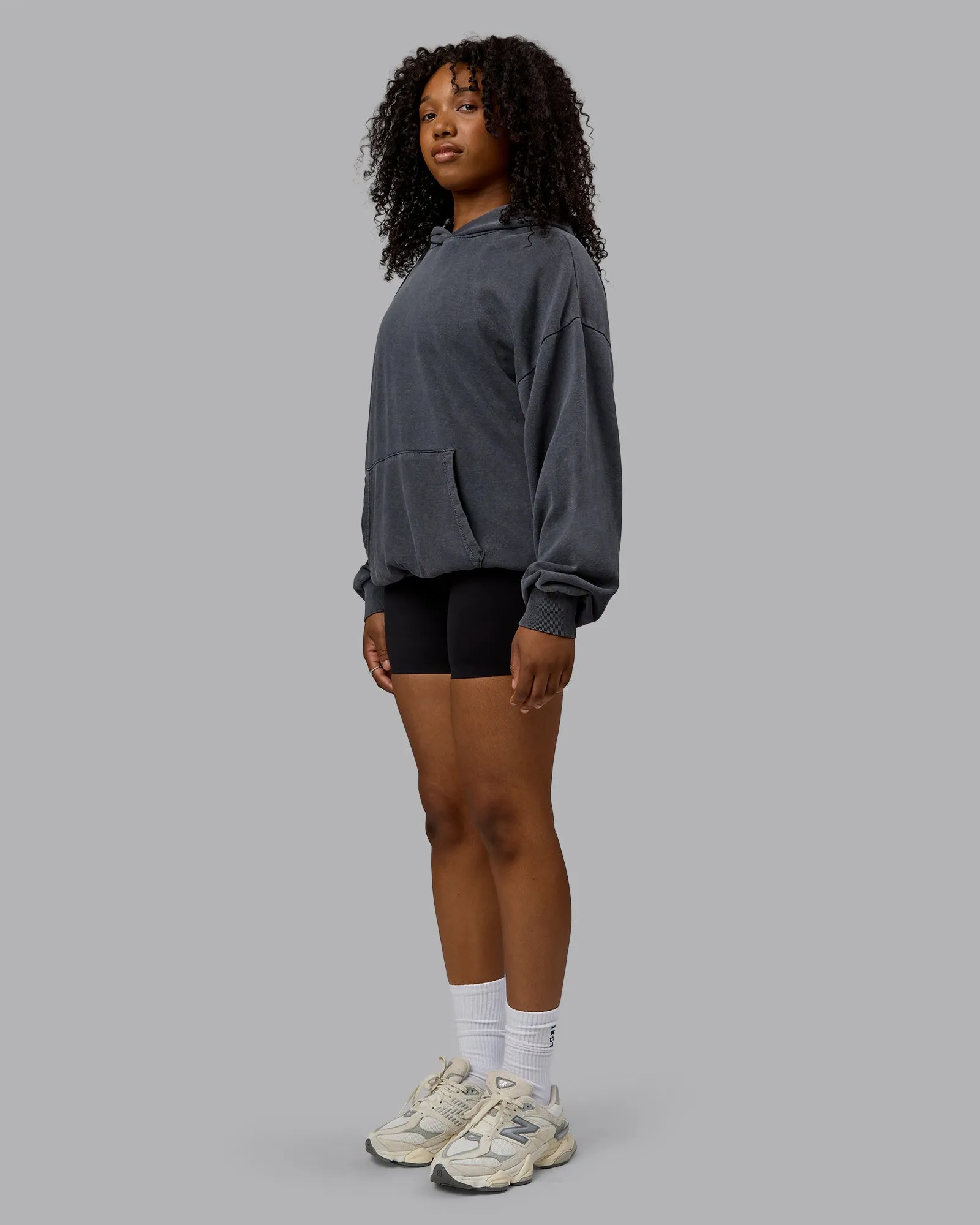Unisex Set the Standard Washed Hoodie Oversize - Black-Greyish Purple