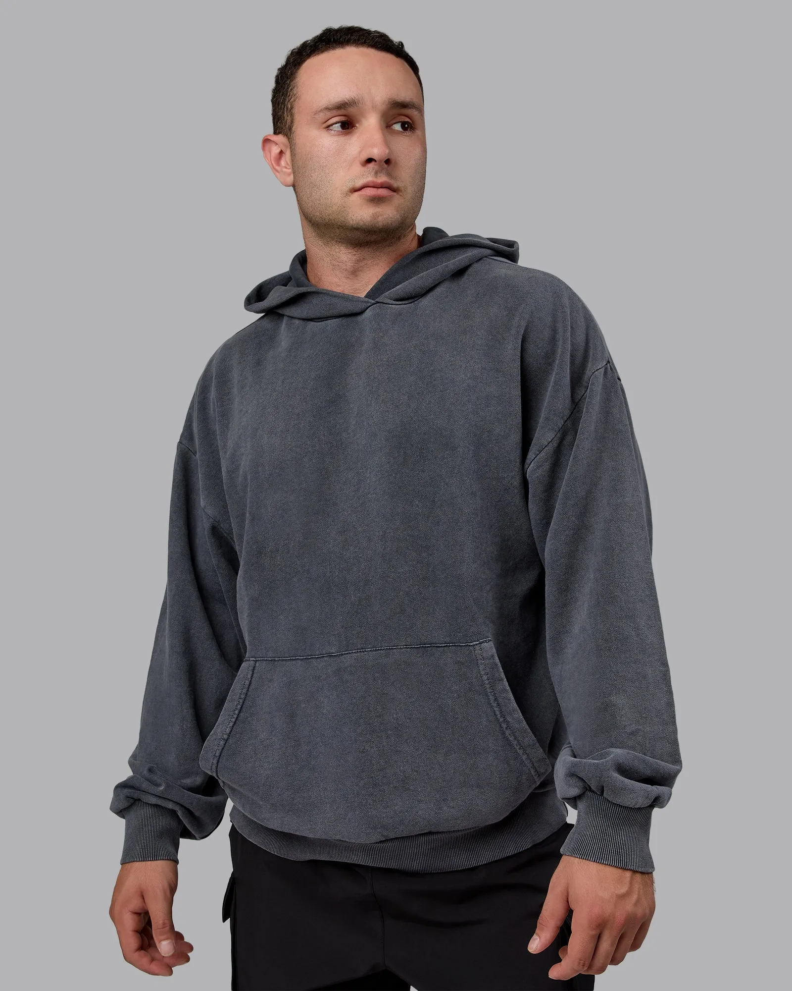 Unisex Set the Standard Washed Hoodie Oversize - Black-Greyish Purple