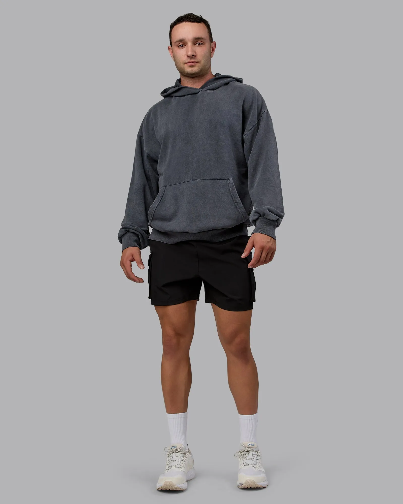 Unisex Set the Standard Washed Hoodie Oversize - Black-Greyish Purple
