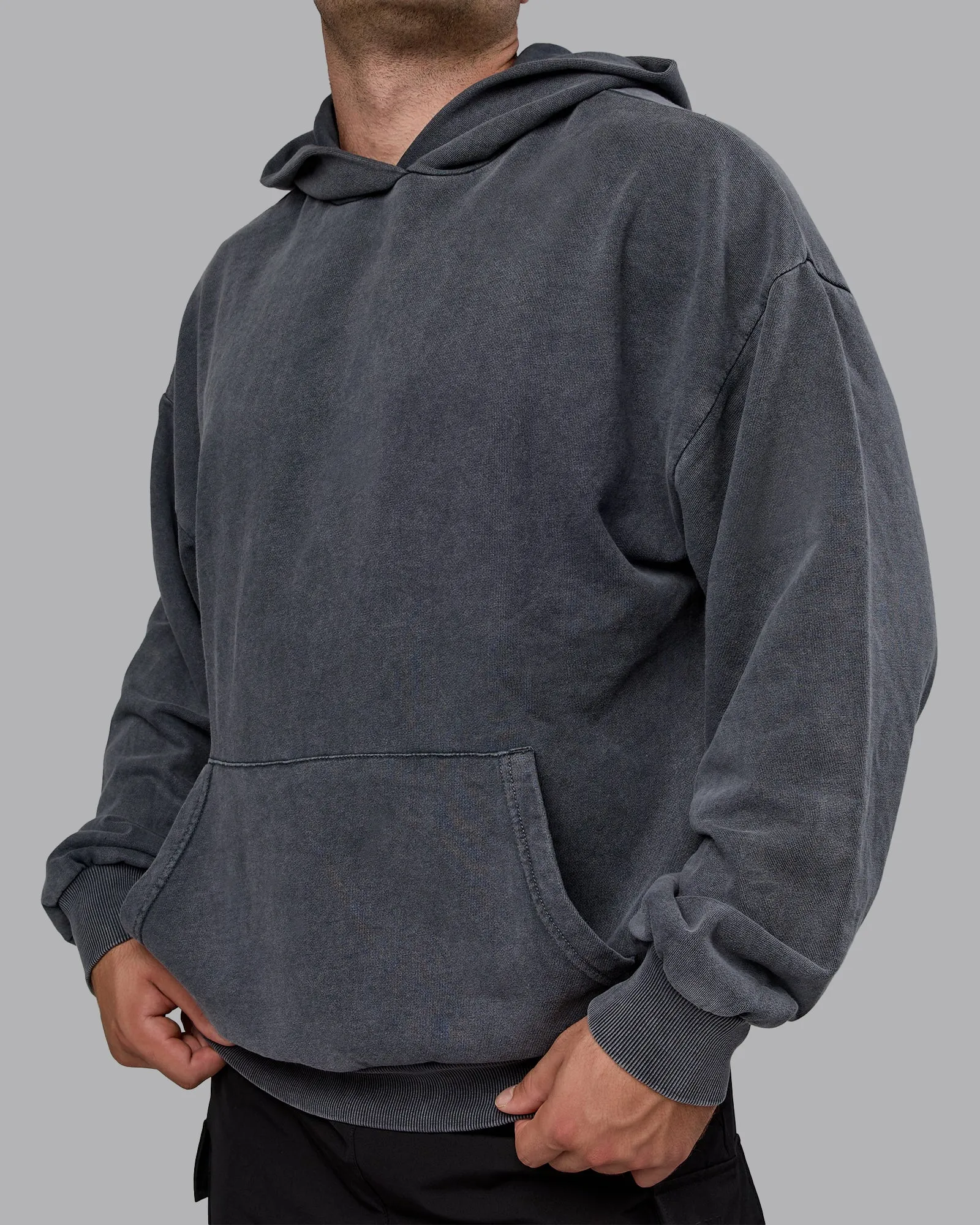 Unisex Set the Standard Washed Hoodie Oversize - Black-Greyish Purple