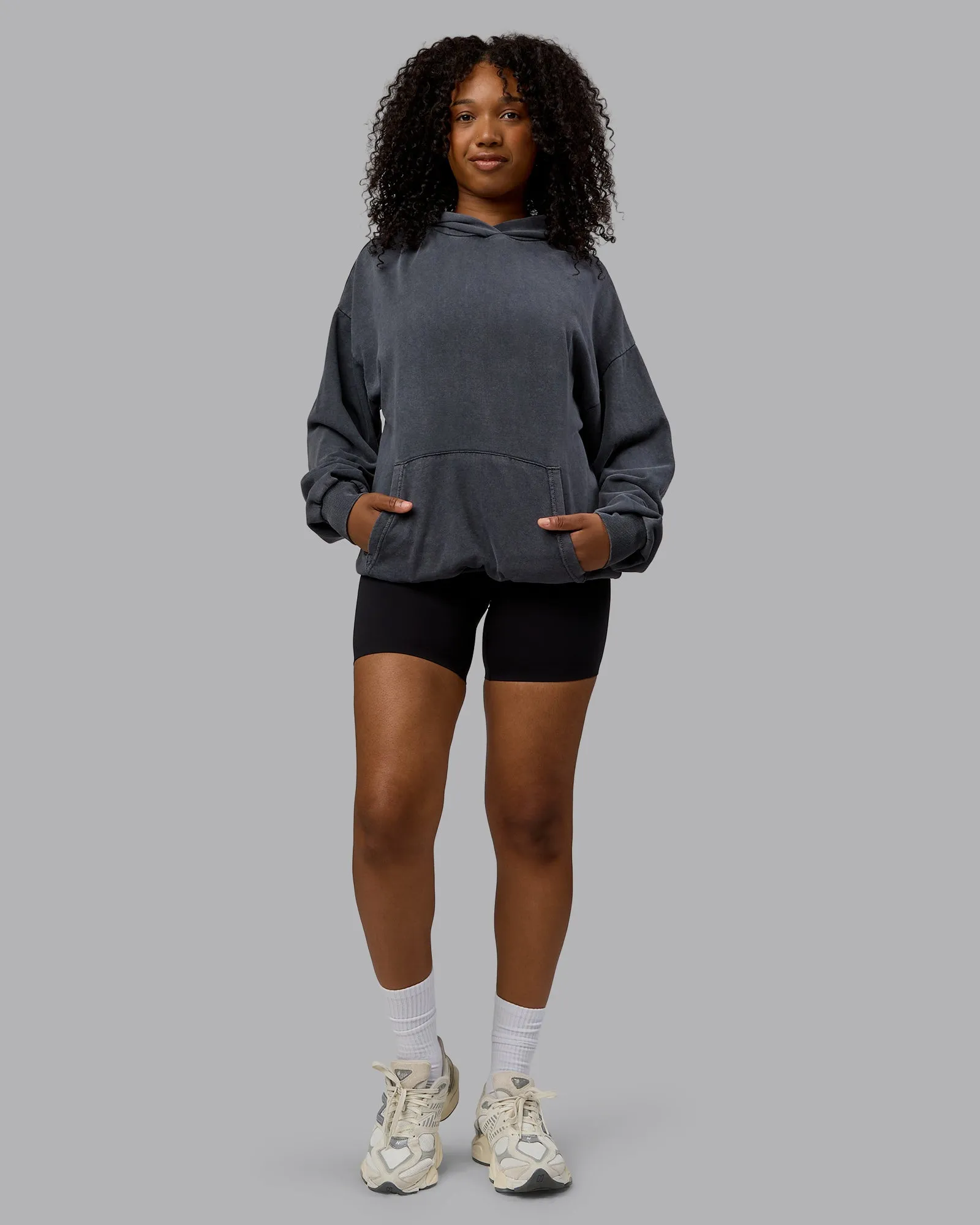 Unisex Set the Standard Washed Hoodie Oversize - Black-Greyish Purple