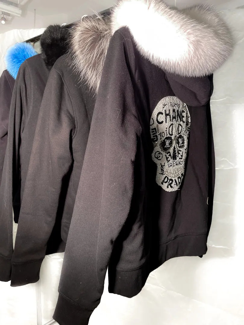 Upcycled Sherpa & Fur Lined Hoodie - Mash-up Patch