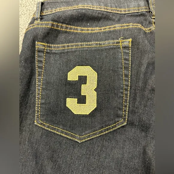 U.S Polo Assn dark denim gold embroidered polo player &amp; 3 on back pockets sz 14