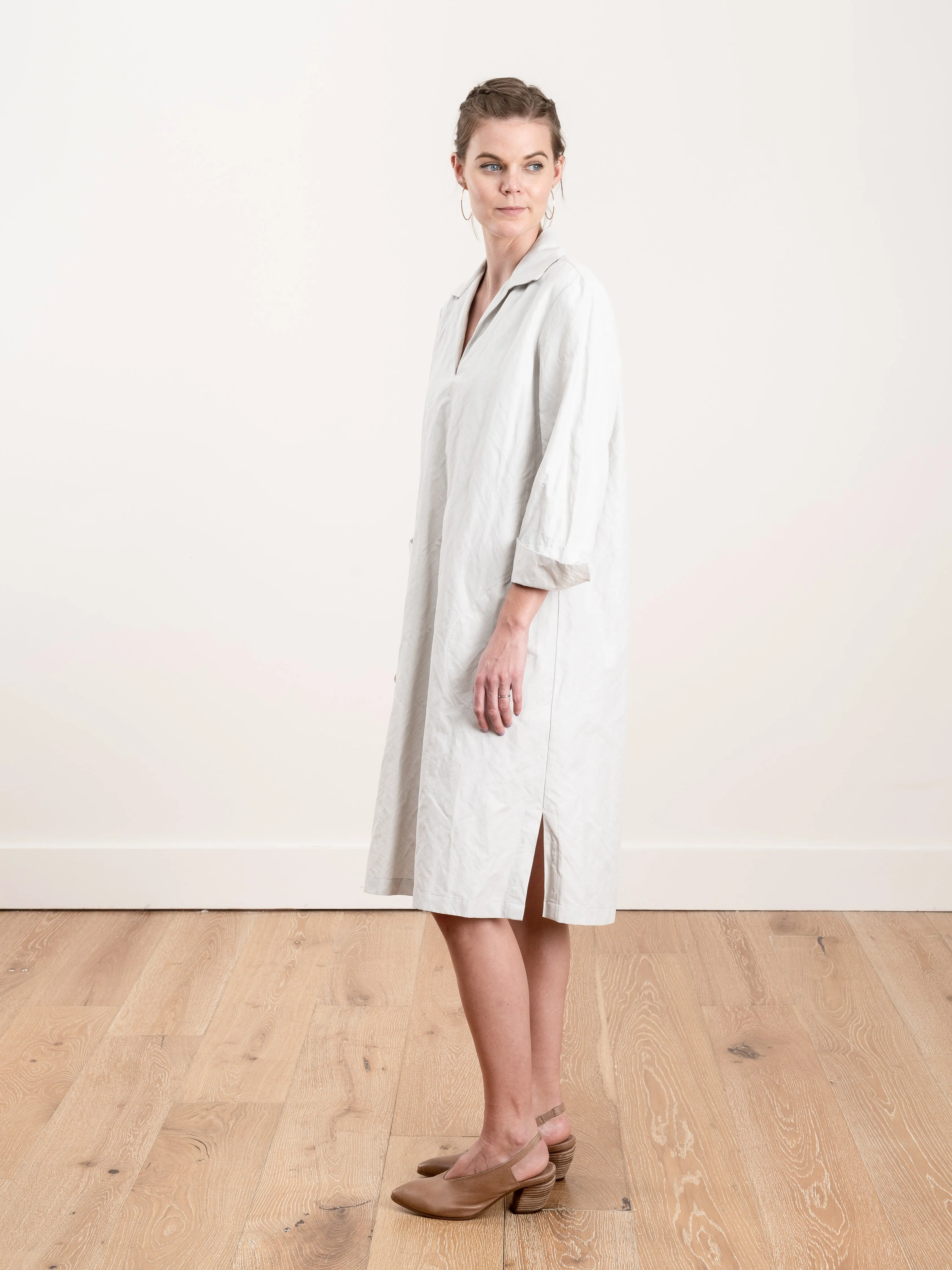 v-neck dress - stone