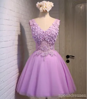 V Neckline See Through Lace Cute Homecoming Prom Dresses, Affordable Short Party Prom Dresses, Perfect Homecoming Dresses, CM305