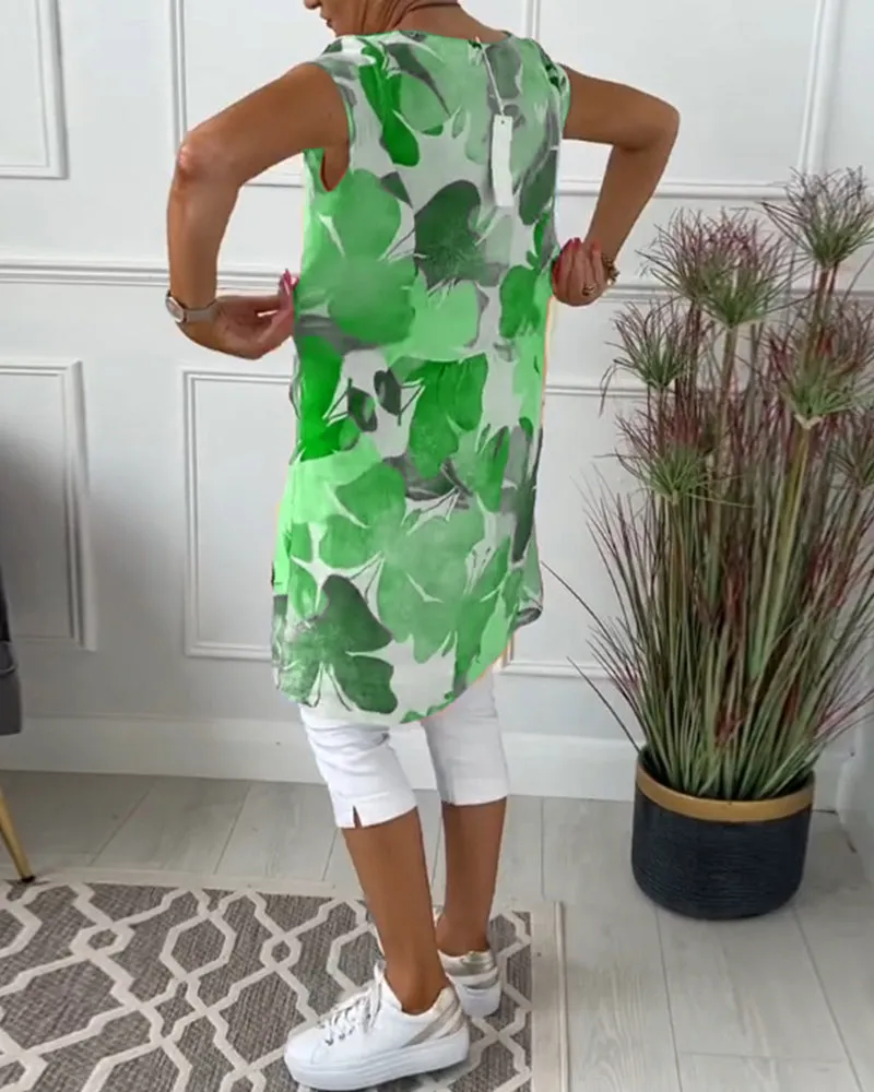 Valeria® | Multicolored Relaxed Long Floral Top