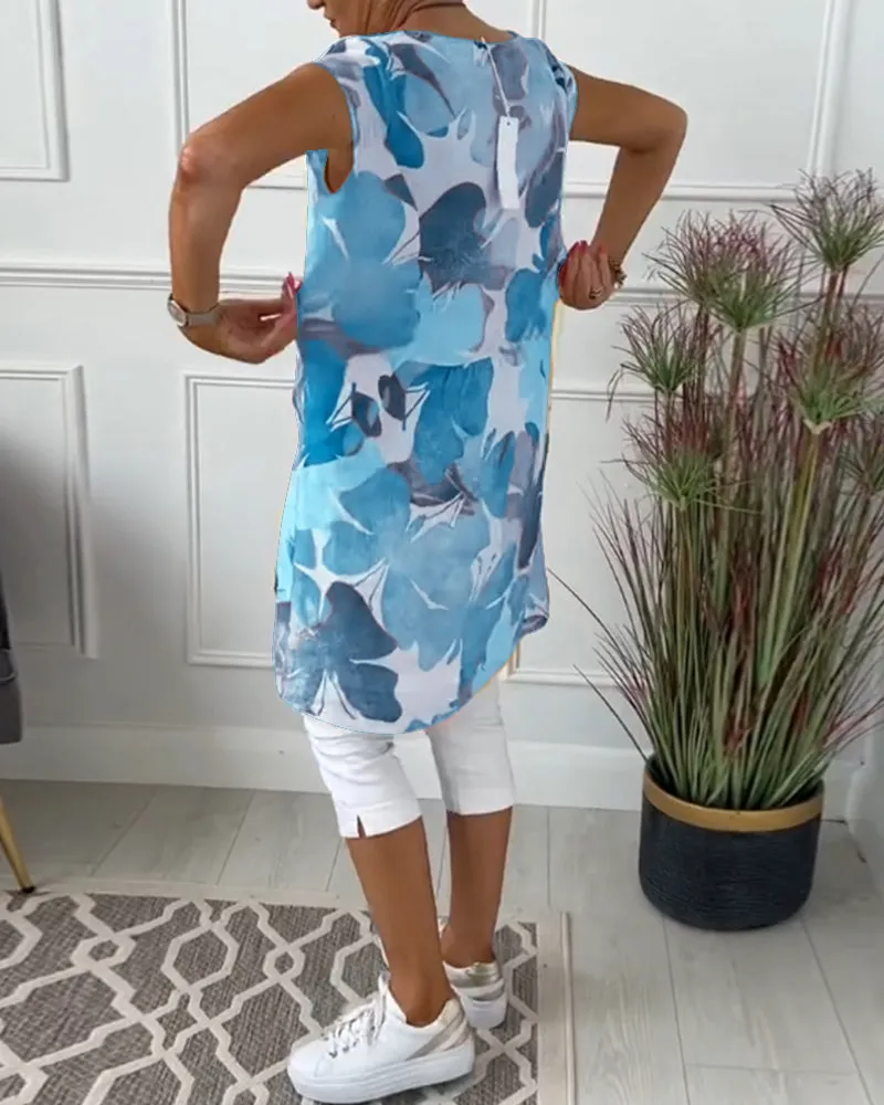 Valeria® | Multicolored Relaxed Long Floral Top