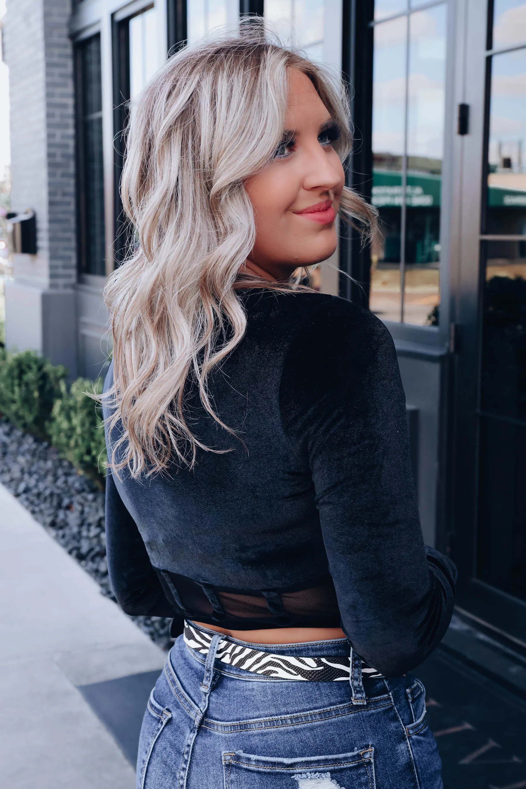 Velveteen Mesh Crop Top