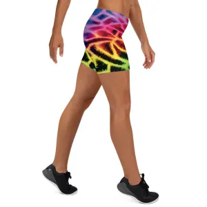 Vibrant Neon Leopard Rave Shorts