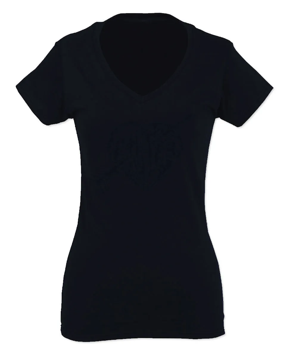 VICES AND VIRTUESS Second Amendment American Gun Rights arms Weapon Heart USA For Women V neck fitted T Shirt