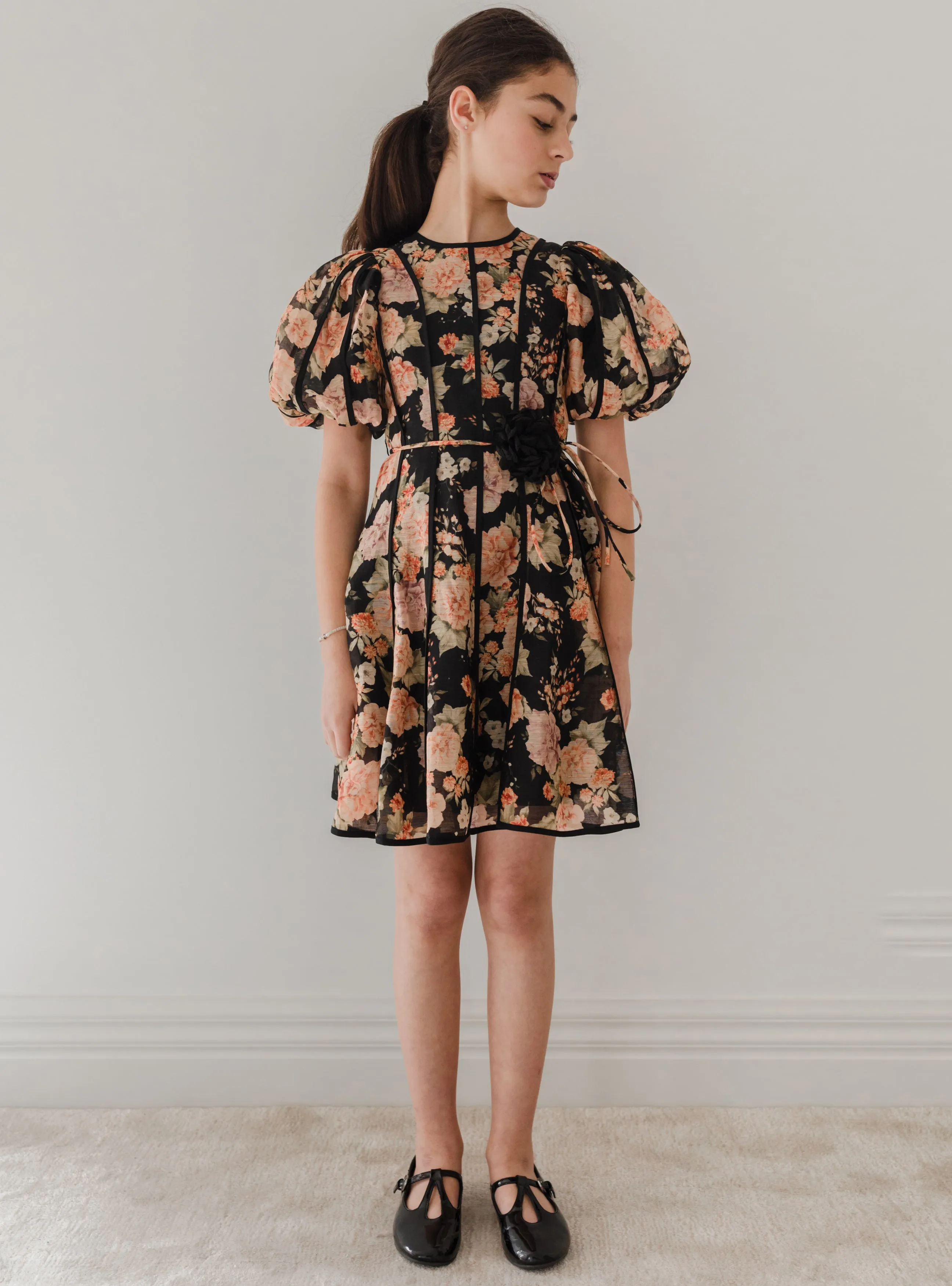 Vintage Bloom Print Linen panel dress by Petite Amalie