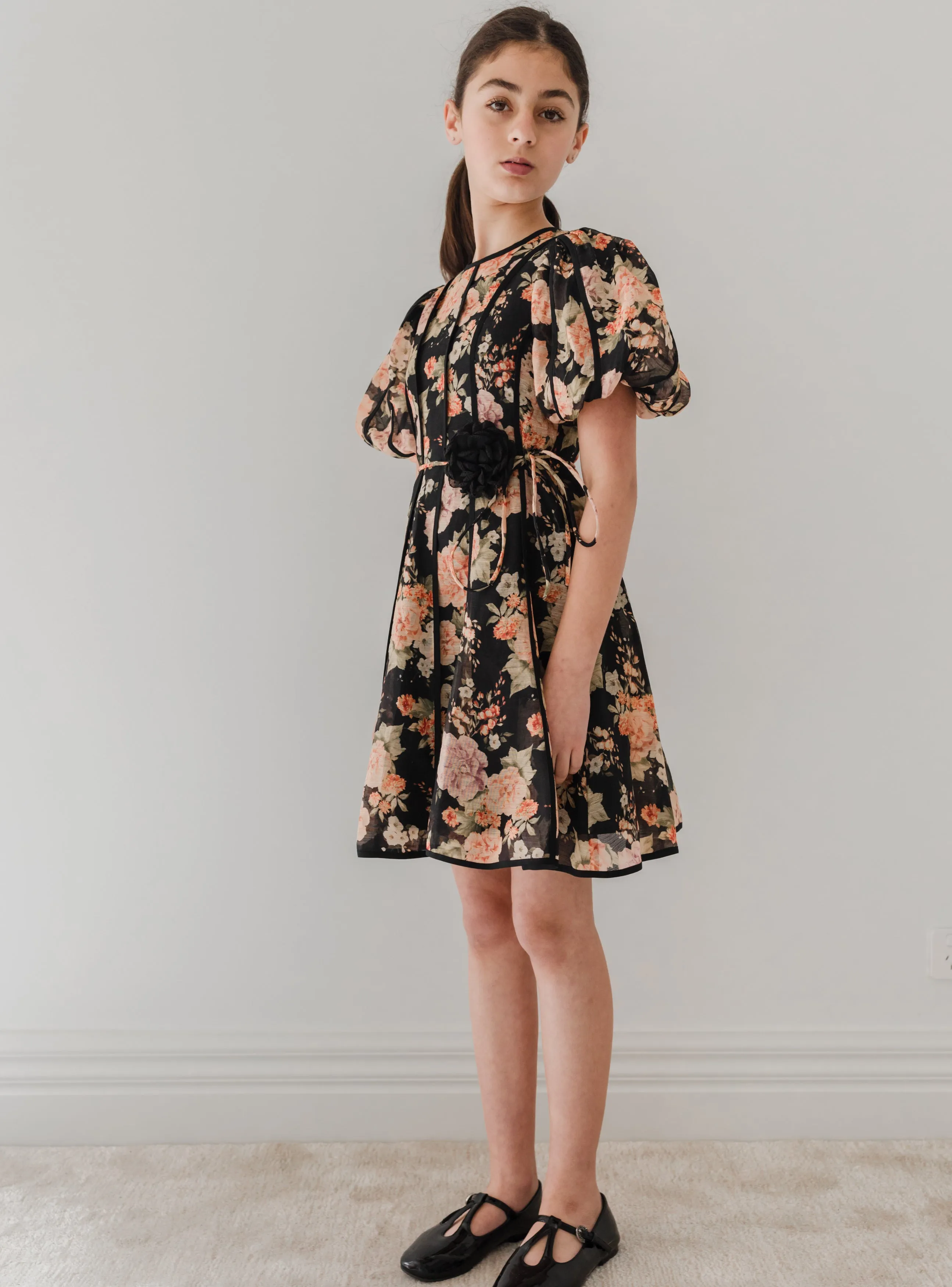 Vintage Bloom Print Linen panel dress by Petite Amalie
