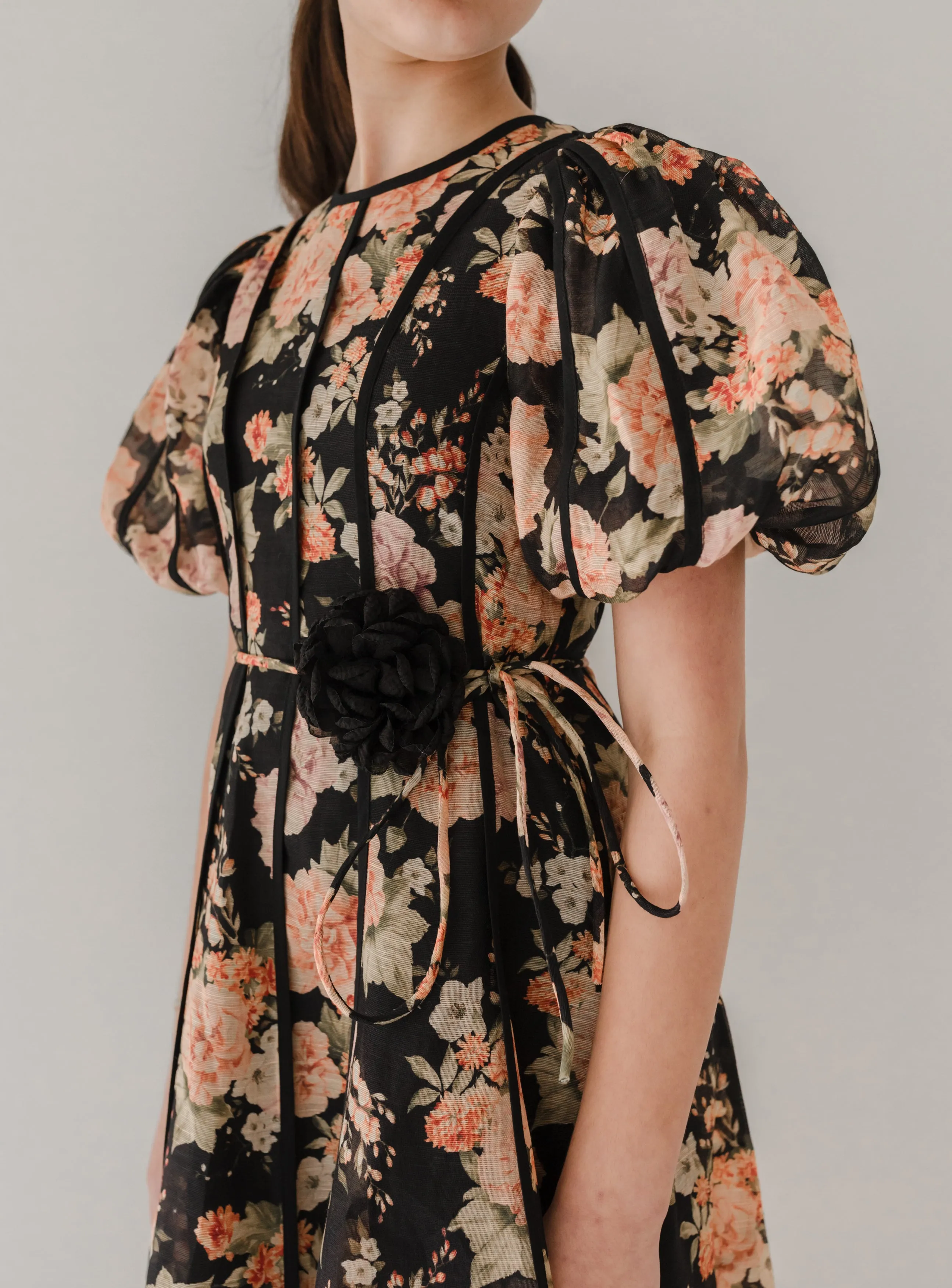 Vintage Bloom Print Linen panel dress by Petite Amalie