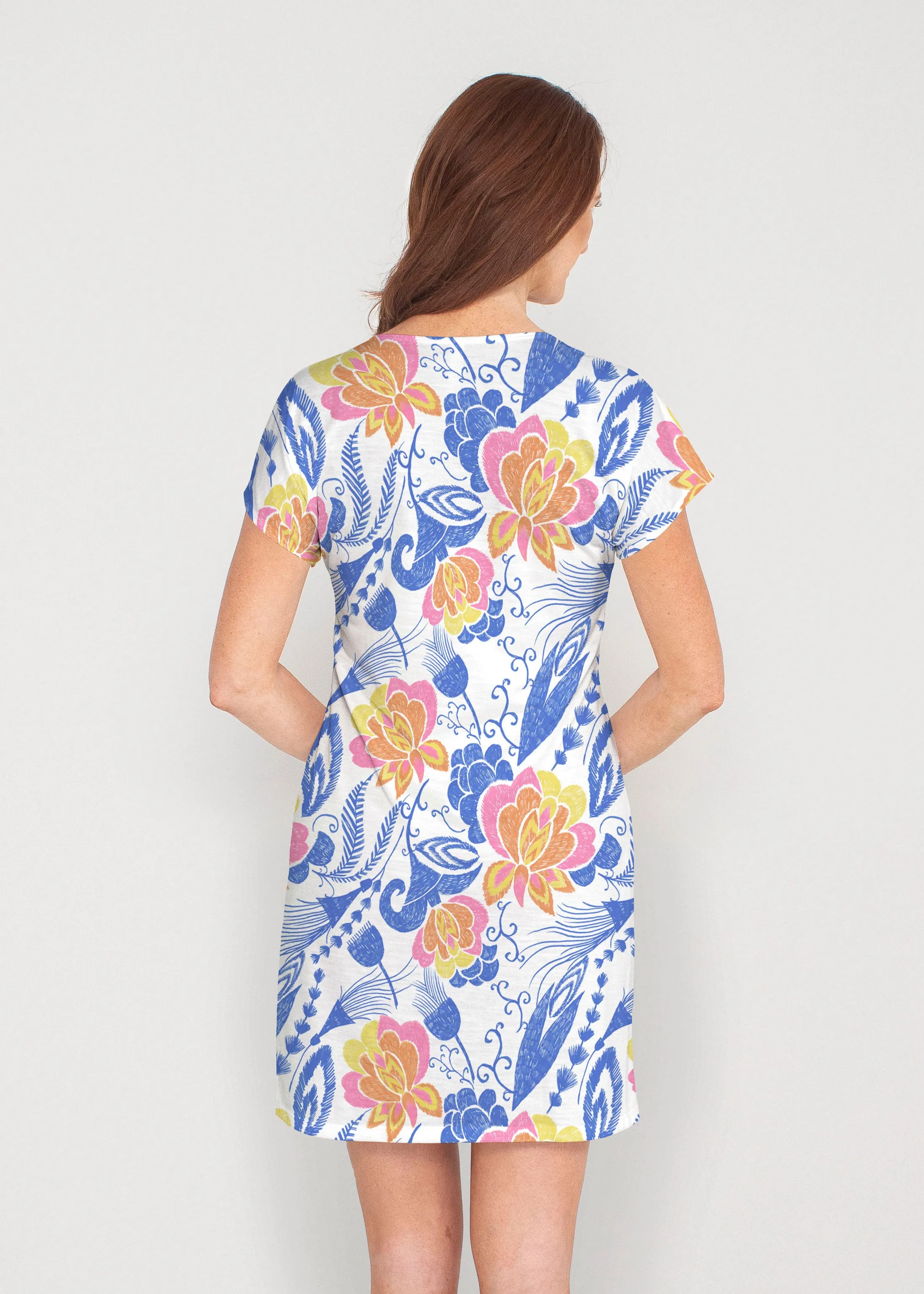 Vintage Blooms (8039) ~ French Terry Short Sleeve Crew Dress