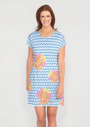 Vintage Blooms (8039) ~ French Terry Short Sleeve Crew Dress
